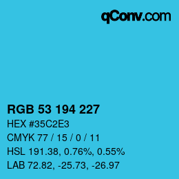 Color code: RGB 53 194 227 | qconv.com