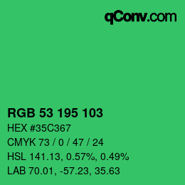 Color code: RGB 53 195 103 | qconv.com