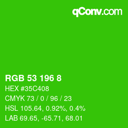 颜色代码: RGB 53 196 8 | qconv.com