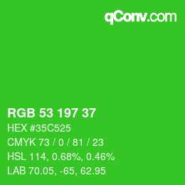 カラーコード: RGB 53 197 37 | qconv.com