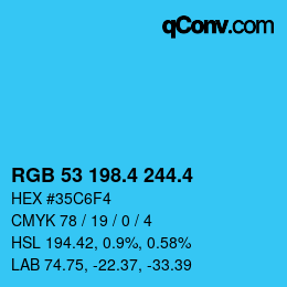 カラーコード: RGB 53 198.4 244.4 | qconv.com