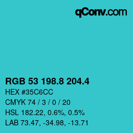 カラーコード: RGB 53 198.8 204.4 | qconv.com