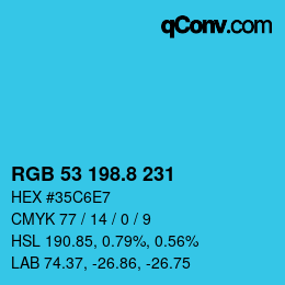 カラーコード: RGB 53 198.8 231 | qconv.com