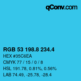 カラーコード: RGB 53 198.8 234.4 | qconv.com