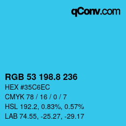 カラーコード: RGB 53 198.8 236 | qconv.com