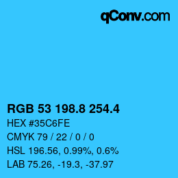 カラーコード: RGB 53 198.8 254.4 | qconv.com
