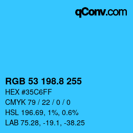 カラーコード: RGB 53 198.8 255 | qconv.com