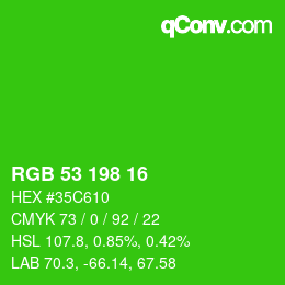Color code: RGB 53 198 16 | qconv.com