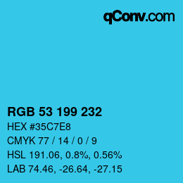 Color code: RGB 53 199 232 | qconv.com