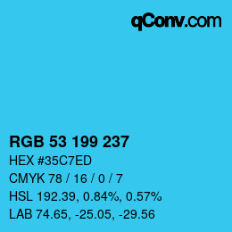 カラーコード: RGB 53 199 237 | qconv.com