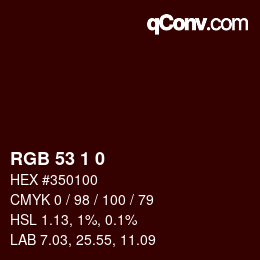 Color code: RGB 53 1 0 | qconv.com