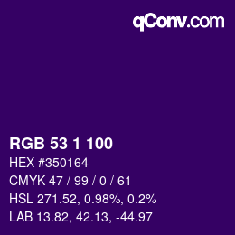 カラーコード: RGB 53 1 100 | qconv.com