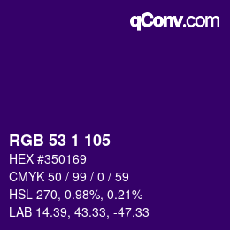 Color code: RGB 53 1 105 | qconv.com
