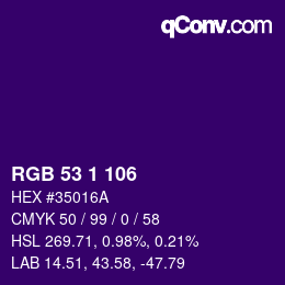 カラーコード: RGB 53 1 106 | qconv.com