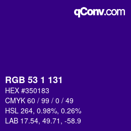 颜色代码: RGB 53 1 131 | qconv.com