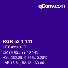 Color code: RGB 53 1 141 | qconv.com