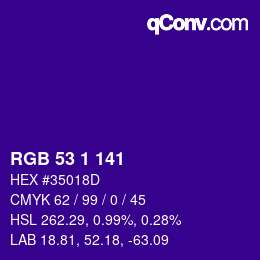 カラーコード: RGB 53 1 141 | qconv.com