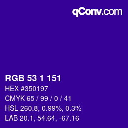 Color code: RGB 53 1 151 | qconv.com