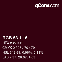 Color code: RGB 53 1 16 | qconv.com