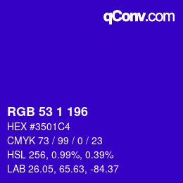Color code: RGB 53 1 196 | qconv.com