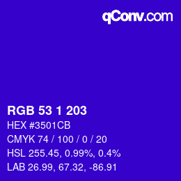 Color code: RGB 53 1 203 | qconv.com