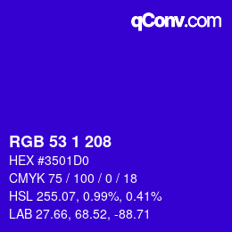 Código de color: RGB 53 1 208 | qconv.com