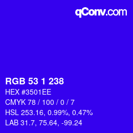 Color code: RGB 53 1 238 | qconv.com