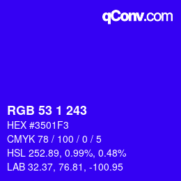 カラーコード: RGB 53 1 243 | qconv.com
