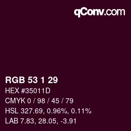Color code: RGB 53 1 29 | qconv.com