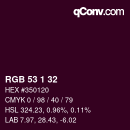 Color code: RGB 53 1 32 | qconv.com