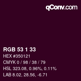 Color code: RGB 53 1 33 | qconv.com