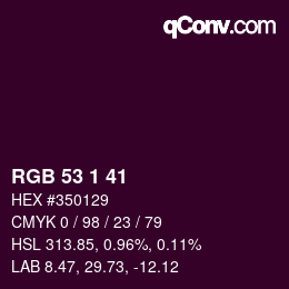カラーコード: RGB 53 1 41 | qconv.com