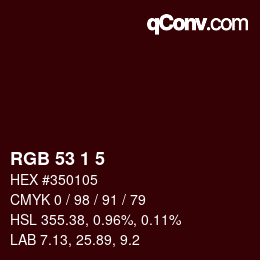 カラーコード: RGB 53 1 5 | qconv.com