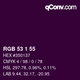 颜色代码: RGB 53 1 55 | qconv.com
