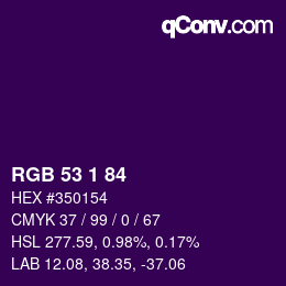 Color code: RGB 53 1 84 | qconv.com
