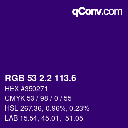 カラーコード: RGB 53 2.2 113.6 | qconv.com