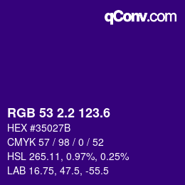 カラーコード: RGB 53 2.2 123.6 | qconv.com