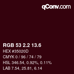 カラーコード: RGB 53 2.2 13.6 | qconv.com