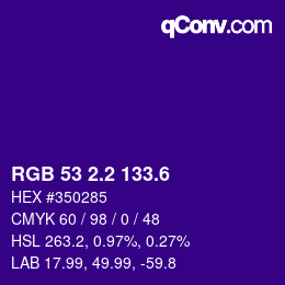 カラーコード: RGB 53 2.2 133.6 | qconv.com