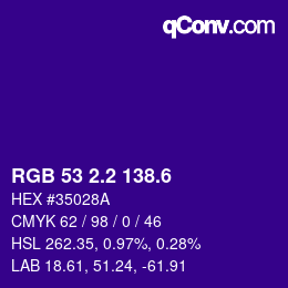 カラーコード: RGB 53 2.2 138.6 | qconv.com