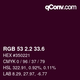 カラーコード: RGB 53 2.2 33.6 | qconv.com