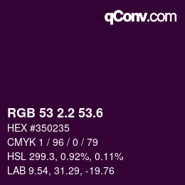 カラーコード: RGB 53 2.2 53.6 | qconv.com