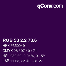 カラーコード: RGB 53 2.2 73.6 | qconv.com