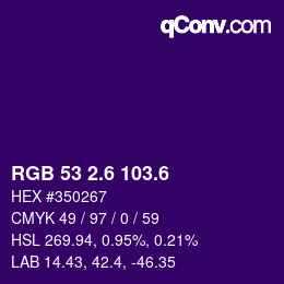 カラーコード: RGB 53 2.6 103.6 | qconv.com