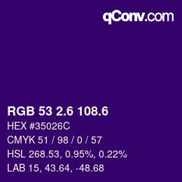 カラーコード: RGB 53 2.6 108.6 | qconv.com