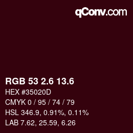 カラーコード: RGB 53 2.6 13.6 | qconv.com
