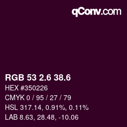 カラーコード: RGB 53 2.6 38.6 | qconv.com