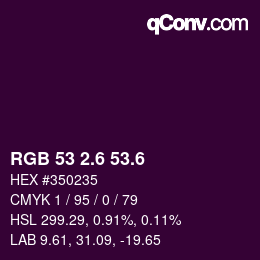 カラーコード: RGB 53 2.6 53.6 | qconv.com