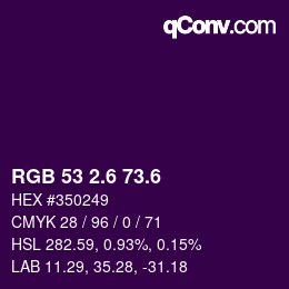 カラーコード: RGB 53 2.6 73.6 | qconv.com