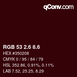 カラーコード: RGB 53 2.6 8.6 | qconv.com
